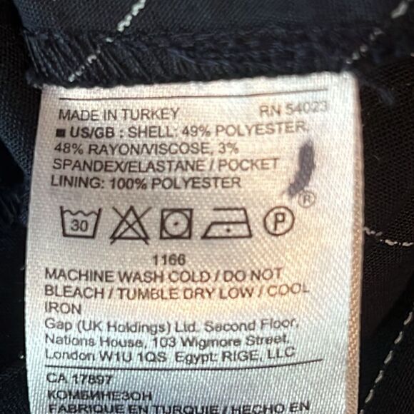 Banana Republic Navy with White Pinstripes Wide Leg Ankle Length Jumpsuit Sz 8P - Picture 14 of 14